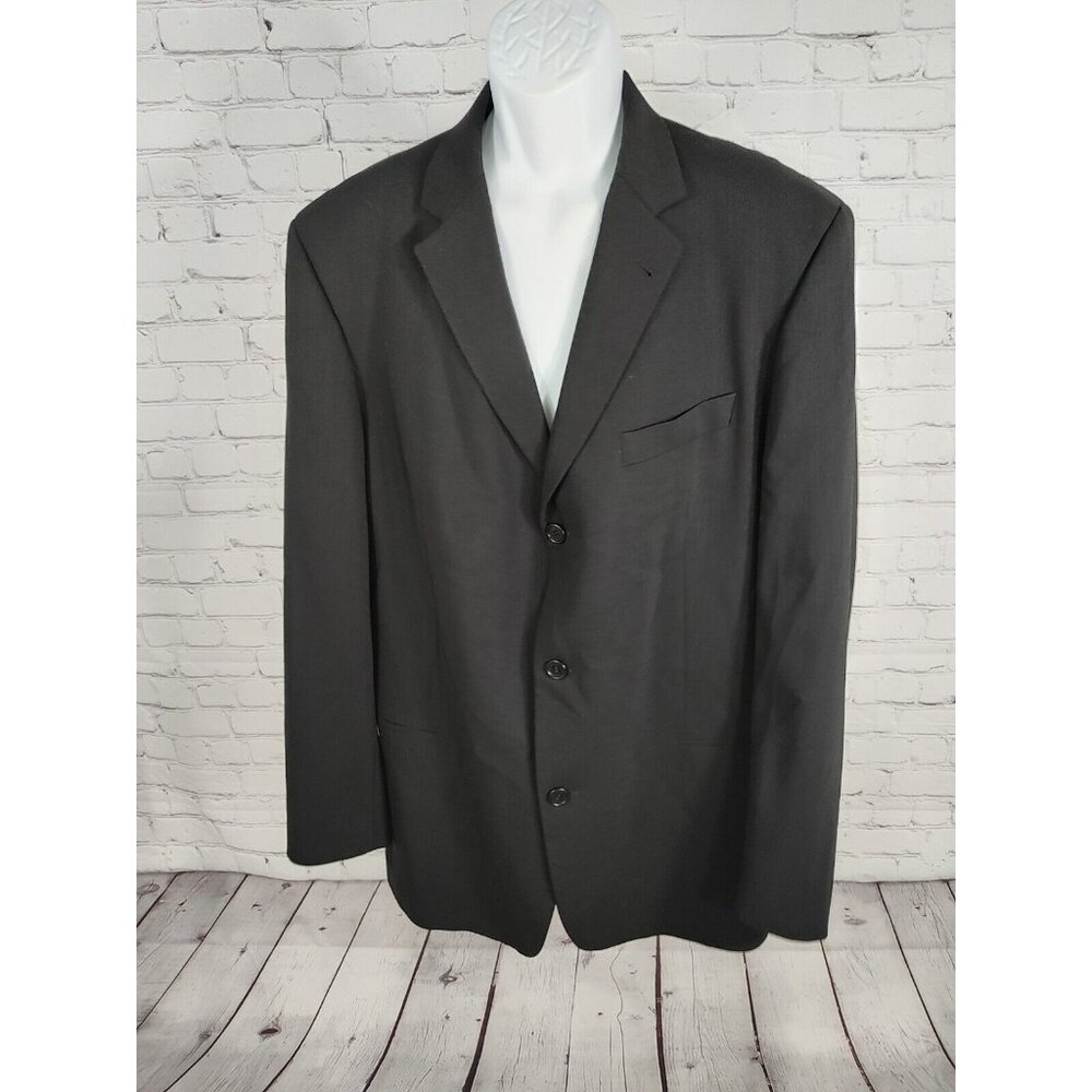 Hugo Boss Einstein Beta 100% Wool Black Pinstripe Single Breasted Jacket USA 44L